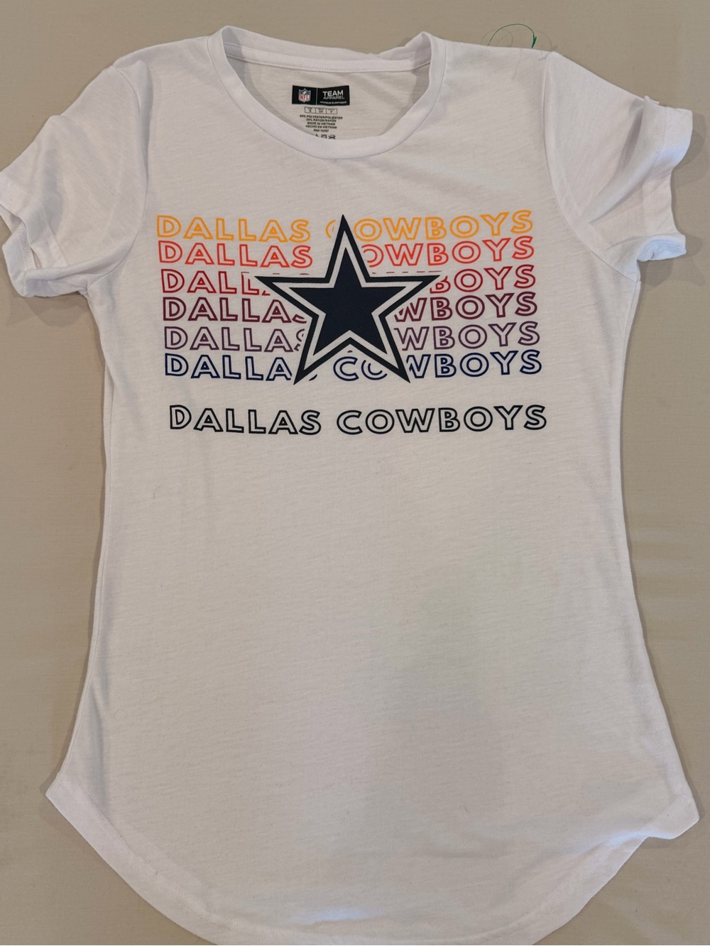 NFL Dallas Cowboys White Tee with Multicolor Logo